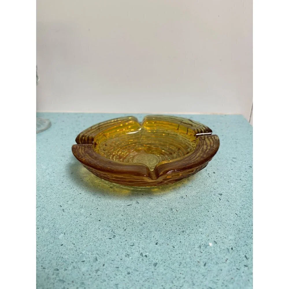 Anchor Hocking Vintage MCM Amber Ashtray Ridged One Size Soreno Clear